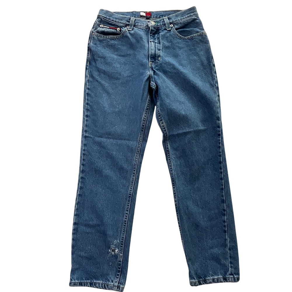 Tommy Hilfiger VINTAGE Jeans Classic Fit Med Wash Women Size‎ 7/28 Distressed